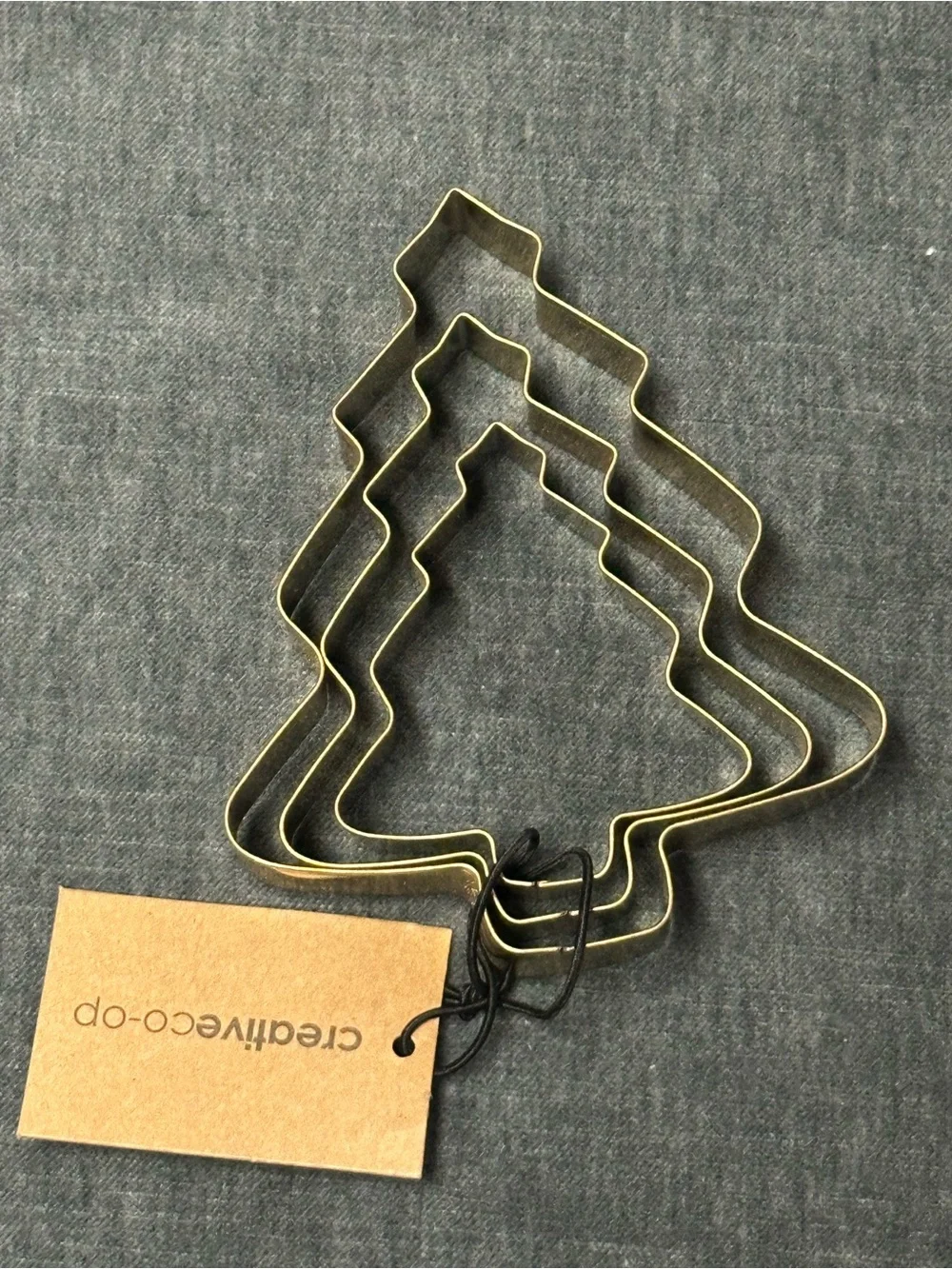 Creative Co-Op Gold Christmas Tree Cookie Cutters - Set of 3